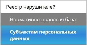 Реестр нарушителей прав субъектов персональных данных